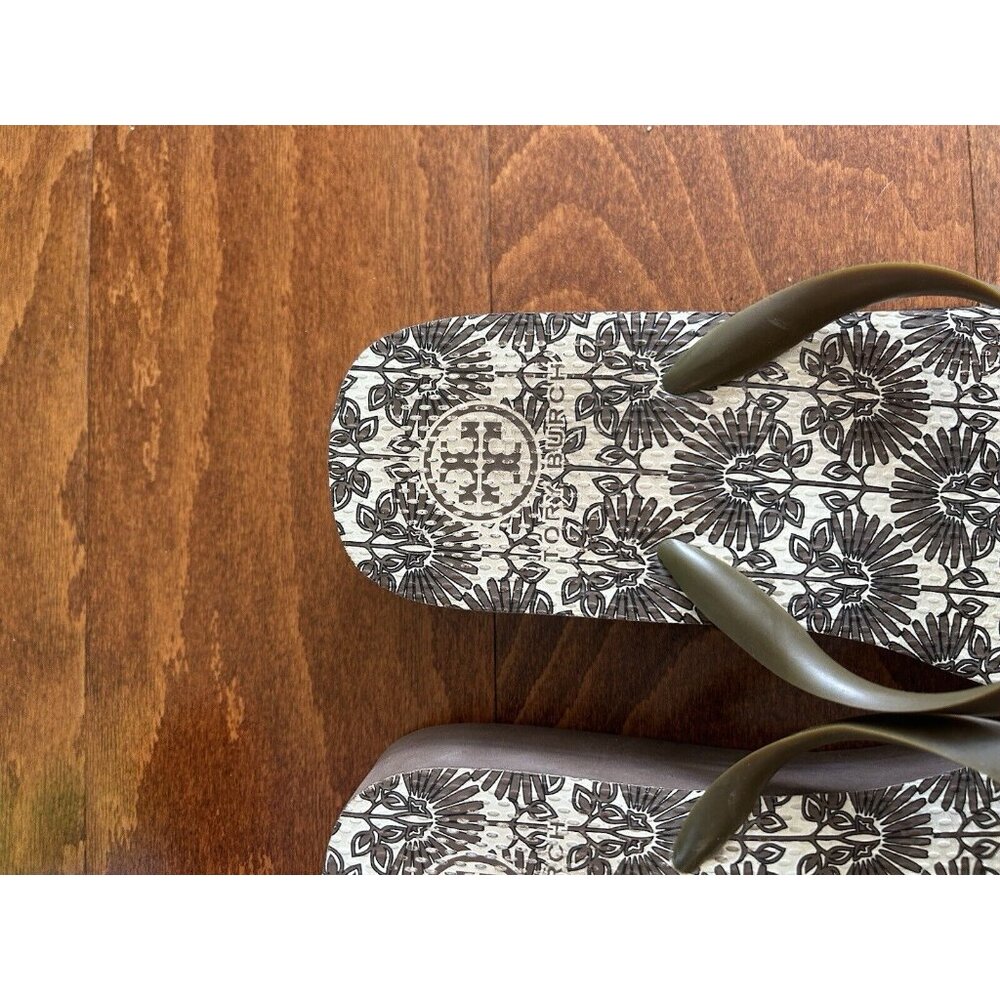 Tory Burch wedge platform Brown and Gold flip flop sandals - Picture 4 of 6